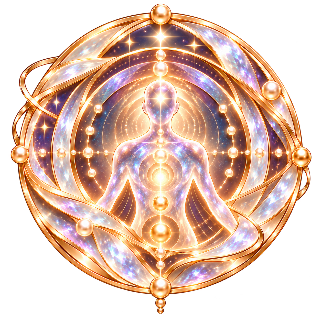 Operating States emblem featuring a luminous human figure within concentric gold and pearl rings
